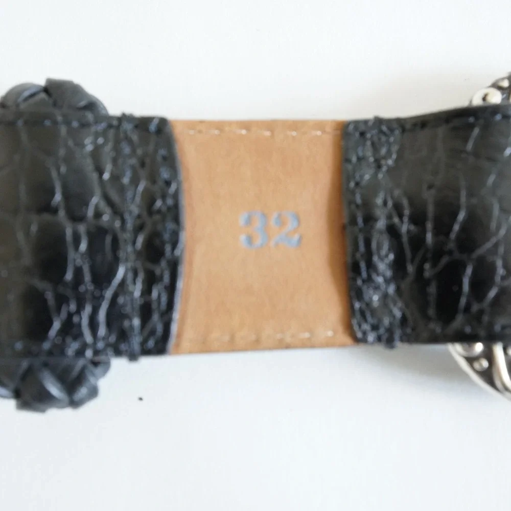 Brighton Leather Belt Womens 32 M Black Silver Buckle Braided Statement